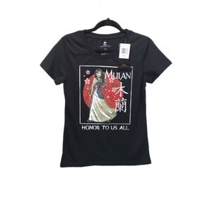 Disney Princess Mulan Honor To Us All Black Graphic T Shirt‎ Size L - NEW